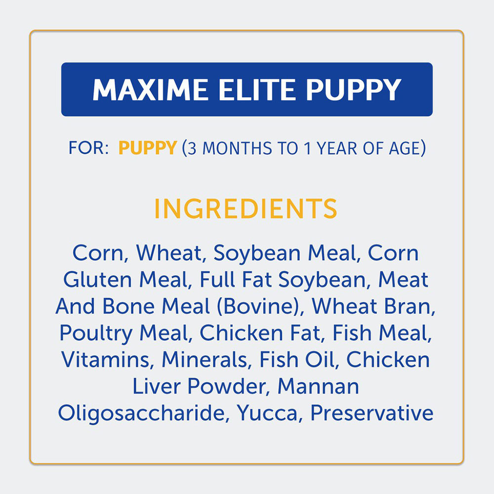 Maxime Elite Dry Dog Puppy Ingredients